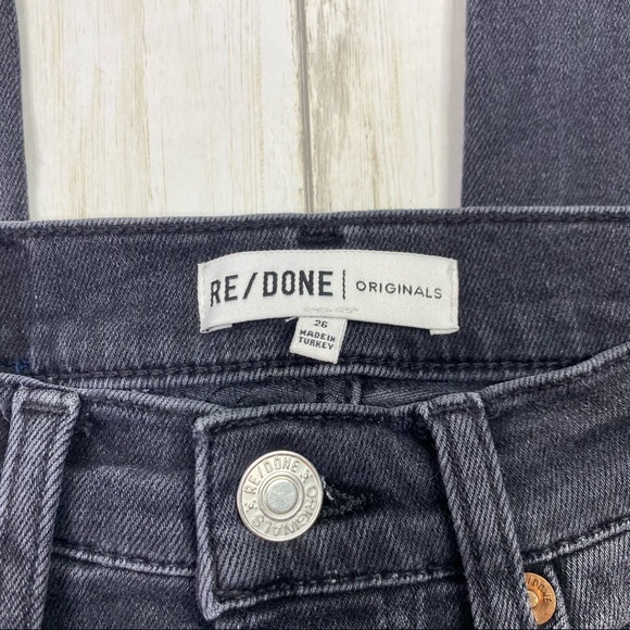 Re/Done Originals High Rise Ankle Cropped in Black - Picture 4 of 11